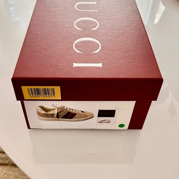 GUCCI brown suede classic red and green strip Womens SZ 7 sneakers NWT & Box - Picture 3 of 10